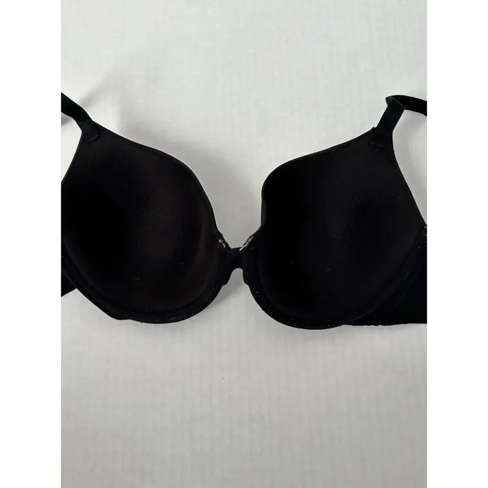 Victoria's Secret Bra Size 32DD Black Underwired Demi T-Shirt Back Closure